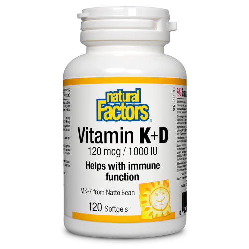 Vitamin K+D 120 mcg / 1000 IU 120 Softgels