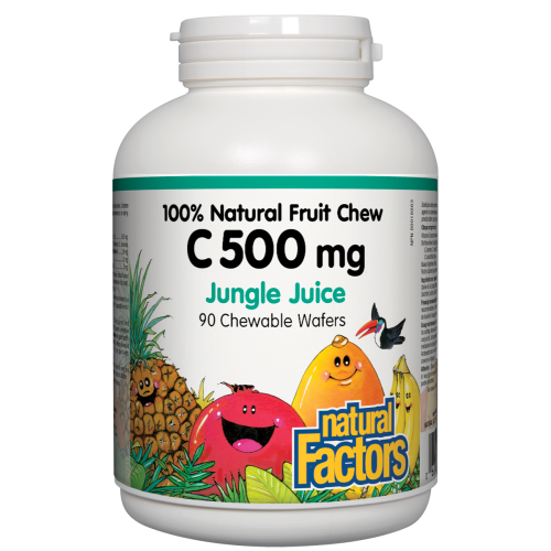 C 500 mg 100% Natural Fruit Chew 500 mg 90 Chewable Wafers Jungle Juice