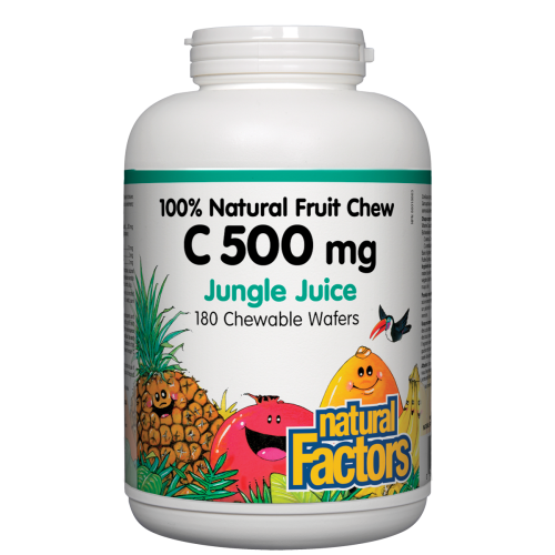C 500 mg 100% Natural Fruit Chew 500 mg 180 Chewable Wafers Jungle Juice
