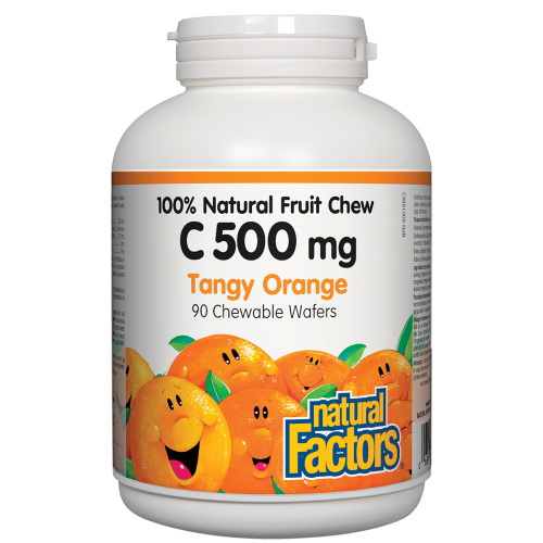 C 500 mg 100% Natural Fruit Chew 500 mg 90 Chewable Wafers Tangy Orange
