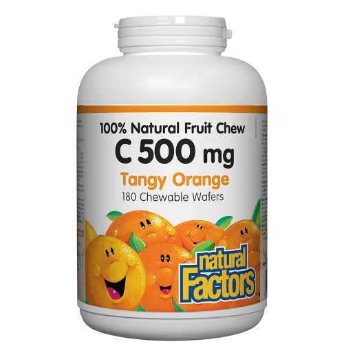 C 500 mg 100% Natural Fruit Chew 500 mg 180 Chewable Wafers Tangy Orange