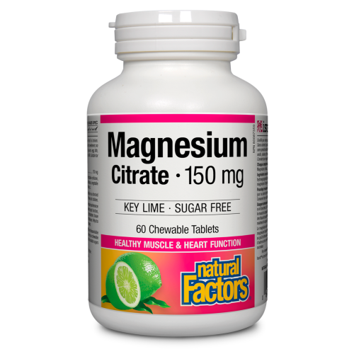 Magnesium Citrate 150 mg 60 Chewable Tablets Key Lime · Sugar Free