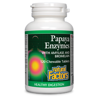 Natural Factors Papaya Enzymes with Amylase and Bromelain   120 Chewable Tablets