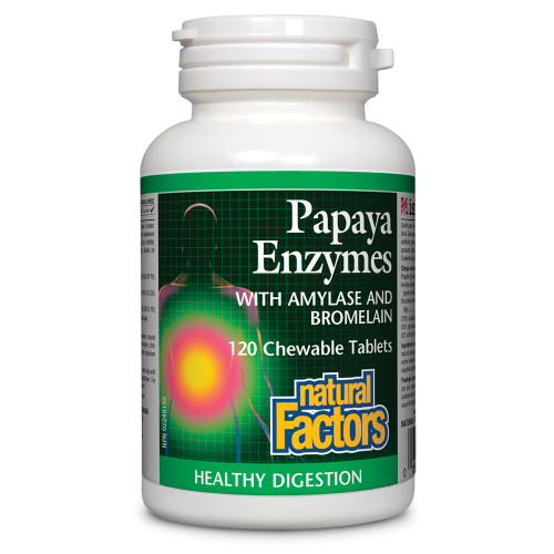 Natural Factors Papaya Enzymes with Amylase and Bromelain   120 Chewable Tablets