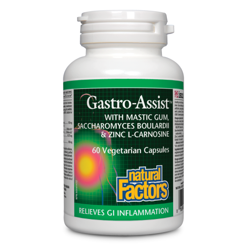 Natural Factors Gastro-Assist® with mastic gum, Saccharomyces boulardii & zinc L-carnosine   60 Vegetarian Capsules