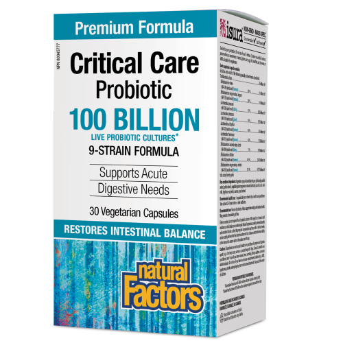 Natural Factors Critical Care Probiotic   100 Billion Live Probiotic Cultures  30 Vegetarian Capsules