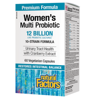 Natural Factors Women's Multi Probiotic   12 Billion Live Probiotic Cultures  60 Vegetarian Capsules