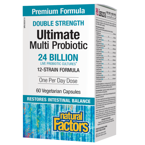 Natural Factors Ultimate Multi Probiotic Double Strength  24 Billion Live Probiotic Cultures  60 Vegetarian Capsules