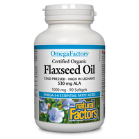 Natural Factors Flaxseed Oil Certified Organic  1000 mg  90 Softgels