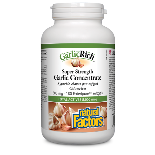 Natural Factors GarlicRich® Super Strength Garlic Concentrate  500 mg  180 Enteripure® Softgels