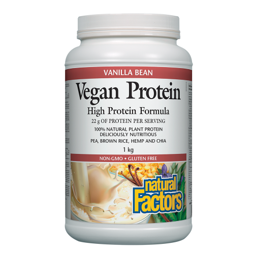 Natural Factors Vegan Protein High Protein Formula   1 kg Powder Vanilla Bean