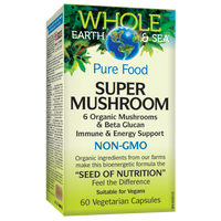 Whole Earth & Sea® Super Mushroom 6 Organic Mushrooms & Beta Glucan   60 Vegetarian Capsules