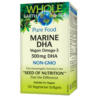 Whole Earth & Sea® Pure Food Marine DHA Vegan Omega-3  300 mg  30 Vegetarian Softgels