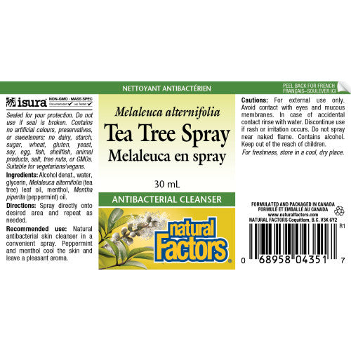 Natural Factors Tea Tree Spray   30 mL Spray