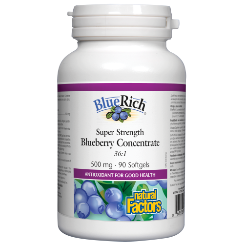 Natural Factors BlueRich® Super Strength Blueberry Concentrate  500 mg  90 Softgels