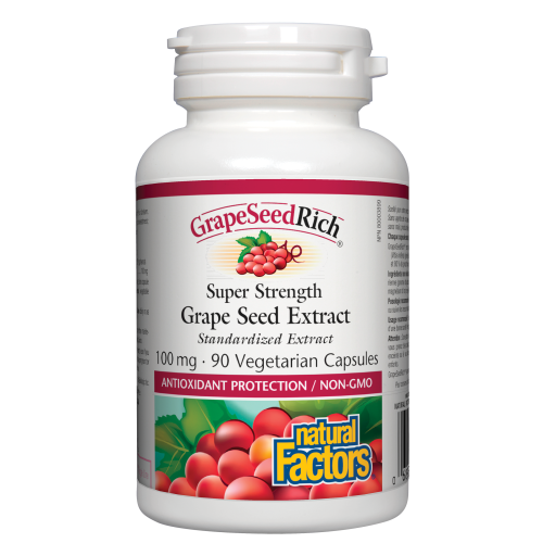 Natural Factors GrapeSeedRich®  Super Strength Grape Seed Extract  100 mg  90 Vegetarian Capsules