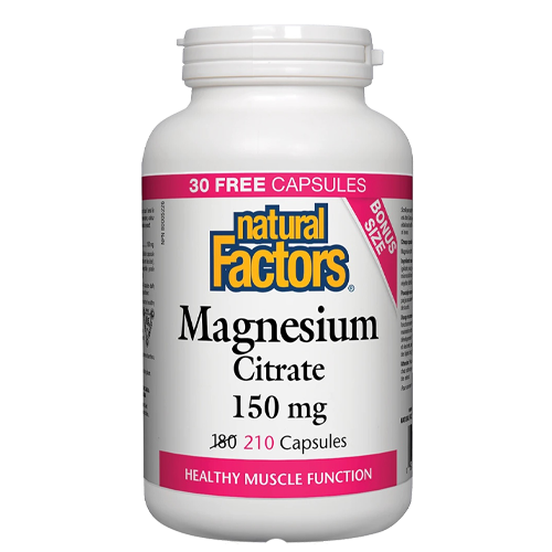 Natural Factors Magnesium Citrate  150 mg  210 Capsules